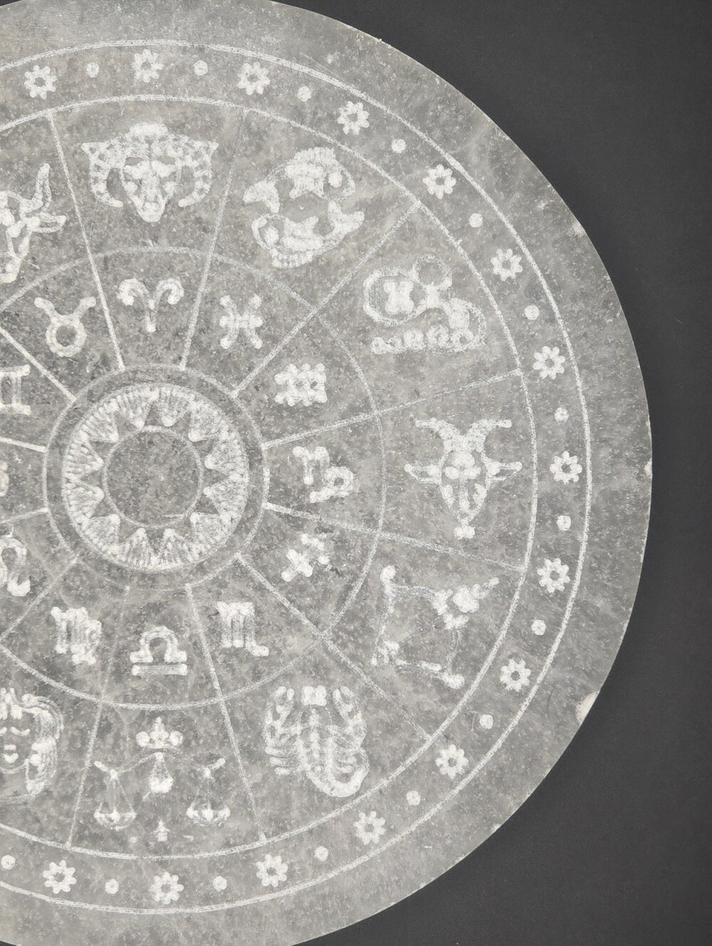 6" Selenite Crystal Zodiac Wheel Charging Plate Altar Decor - Picture 5 of 10